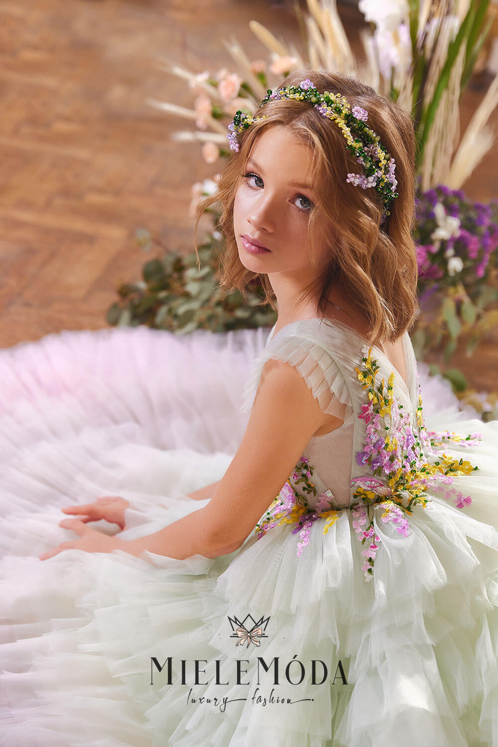 Nevena Luxury Birthday Flower Girl Ombré Dress